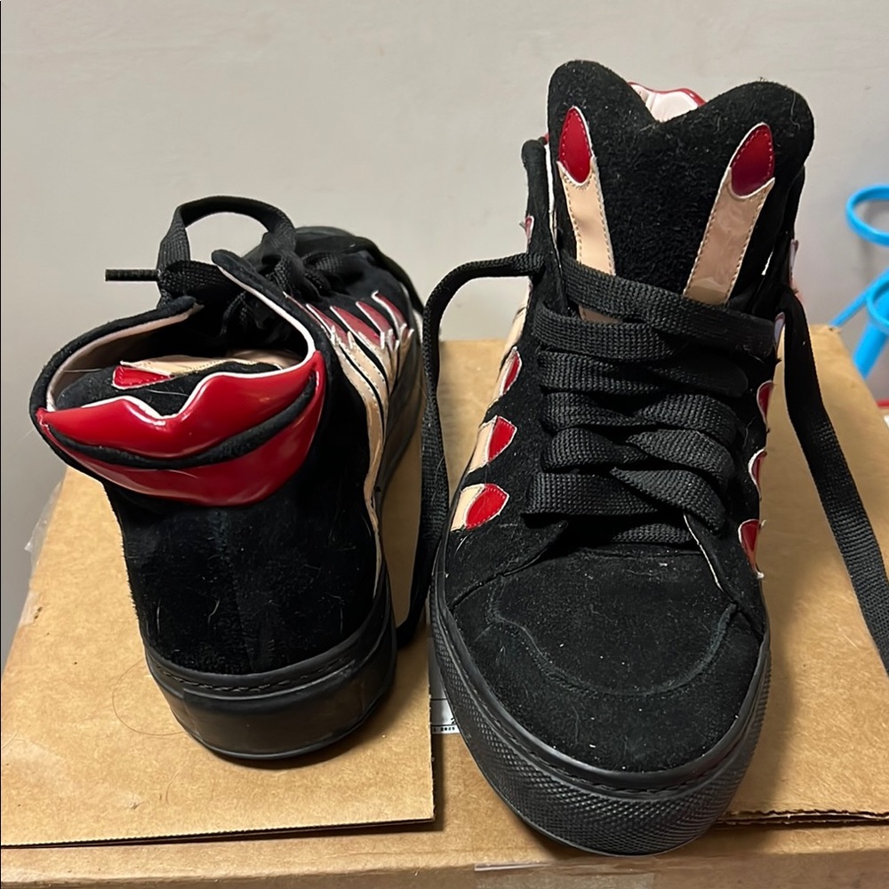 Black and Red High-Top Sneakers